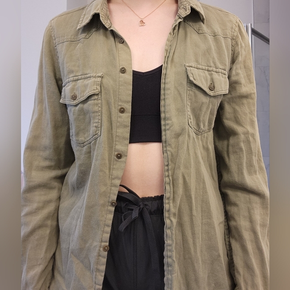 Garage Camo Green/Khaki Button Shirt Size M - Picture 3 of 3